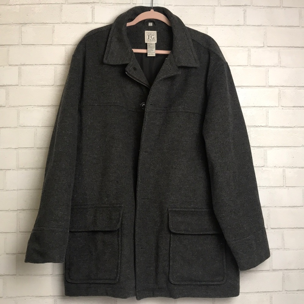 Field Gear Coat XL Wool Full zip Grey Peacoat